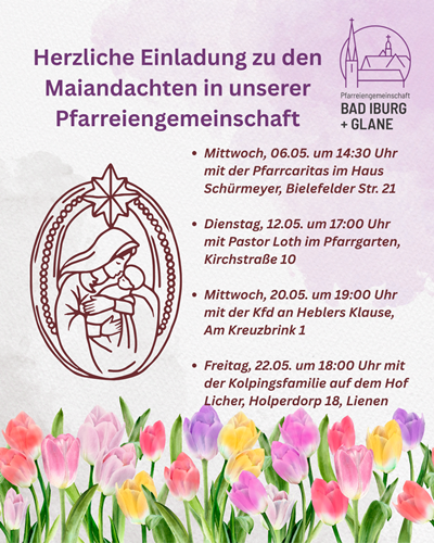 Marienbild, am untereren Rand Blumen