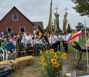 Sonnenblumen und Fahnenträger